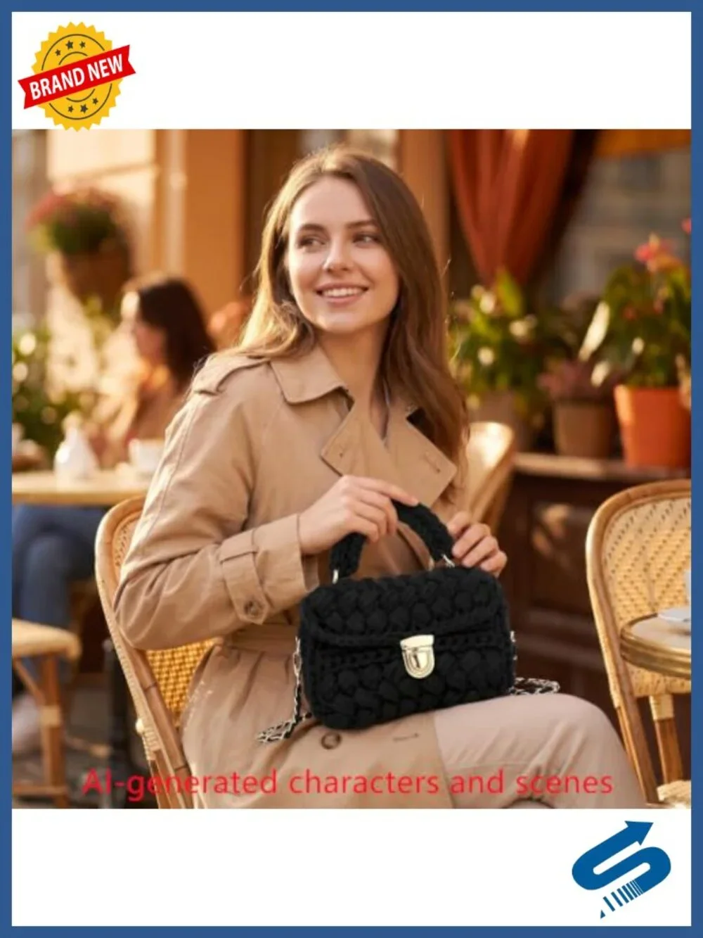 Handwoven Crochet Purse, Convertible Shoulder Crossbody Clutch, Lightweight